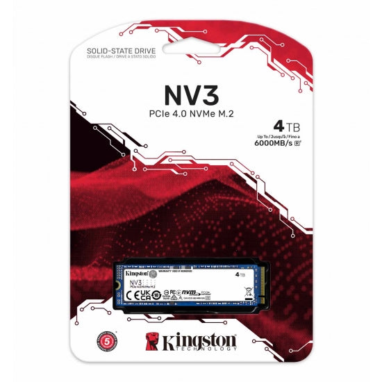 Kingston NV3 4TB NVMe SSD Gen4 Upto 6000Mb/s-SNV3S/4000G Kingston NV3 4TB NVMe SSD Gen4 Upto 6000Mb/s-SNV3S/4000G